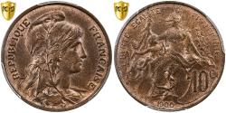 World Coins - France, 10 Centimes, Daniel-Dupuis, 1900, Paris, Bronze, PCGS,