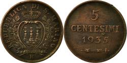 World Coins - Coin, San Marino, 5 Centesimi, 1935, Rome, , Bronze, KM:12