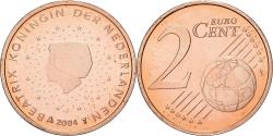World Coins - Netherlands, Beatrix, 2 Euro Cent, 2004, Utrecht, BU, , Copper Plated