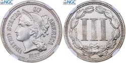Us Coins - United States, Nickel 3 Cents, 1867, Philadelphia, Proof, Copper-nickel, NGC