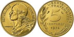 World Coins - France, 5 Centimes, Marianne, 1974, Monnaie de Paris, série FDC