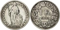 World Coins - Coin, Switzerland, Franc, 1931, Bern, , Silver, KM:24