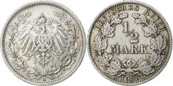 World Coins - GERMANY - EMPIRE, 1/2 Mark, 1906, Berlin, Silver, , KM:17