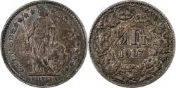 World Coins - Switzerland, 1/2 Franc, 1907, Bern, Silver, , KM:23