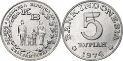World Coins - Indonesia, 5 Rupiah, 1974, Aluminum, , KM:37
