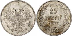 World Coins - Finland, Nicholas II, 25 Penniä, 1917, Helsinki, Civil War, Silver,