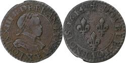 World Coins - France, Louis XIII, Double Tournois, 1614, Amiens, Copper, , Gadoury:7