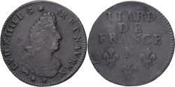 World Coins - France, Louis XIV, Liard au buste âgé hybride, Montpellier, Copper,