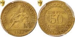 World Coins - Coin, France, Chambre de commerce, 50 Centimes, 1923, Paris, PCGS, MS66