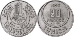World Coins - Tunisia, Muhammad al-Amin Bey, 20 Francs, 1950, Paris, Copper-nickel,