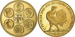World Coins - France, Medal, Coq, Fin du Cours Légal du Franc, 2001, Copper-Nickel Gilt