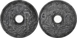 World Coins - France, 20 Centimes, Lindauer, 1945, Paris, Zinc,