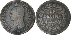 World Coins - France, Dupré, 1 Décime, AN 7, Paris, Coq/Corne, , Copper, Gadoury:187