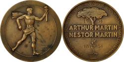 World Coins - France, Medal, Centenaire Arthur Martin, Flamme Olympique, 1954, Marcel Renard