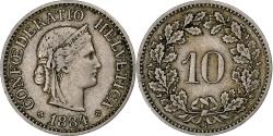 World Coins - Switzerland, 10 Rappen, Libertas, 1884, Bern, Copper-nickel, , KM:27