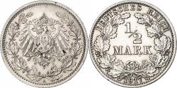 World Coins - GERMANY - EMPIRE, 1/2 Mark, 1917, Berlin, , Silver, KM:17