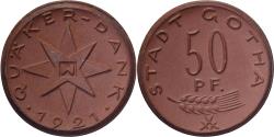 World Coins - Weimar Republic, Stadt Gotha, 50 Pfennig, 1921, , Porcelain