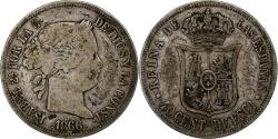 World Coins - Spain, Isabel II, 40 Centimos, 1866, Madrid, , Silver, KM:628.2