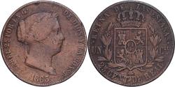 World Coins - Spain, Isabel II, 25 Centimos, 1863, Segovia, Copper, , KM:615.2