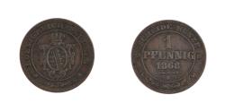 World Coins - German States, Saxe, Kreuzer, 1868, Copper, , KM:250