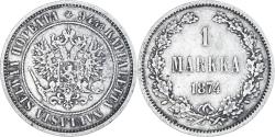 World Coins - Coin, Finland, Alexander II, Markka, 1874, Helsinki, , Silver, KM:3.2