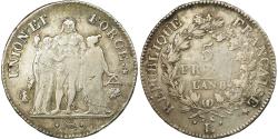 World Coins - Coin, France, Union et Force, 5 Francs, An 8 (1800), Bayonne, , Silver