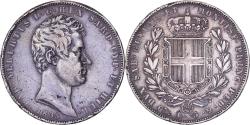 World Coins - Italian States, SARDINIA, Carlo Alberto, 5 Lire, 1835, Genoa, Silver,