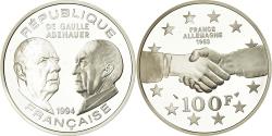 World Coins - Coin, France, De Gaulle - Adenauer, 100 Francs, 1994, BE, , Silver