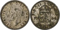 World Coins - Great Britain, George VI, 6 Pence, 1944, British Royal Mint, Silver,