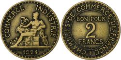 World Coins - France, 2 Francs, Chambre de commerce, 1924, Paris, Aluminum-Bronze,