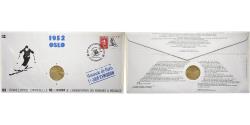 World Coins - France, Medal + stamp, XVIème JO d'Albertville, Oslo, 1991, Copper-nickel