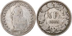 World Coins - Switzerland, 1/2 Franc, 1905, Bern, Silver, , KM:23