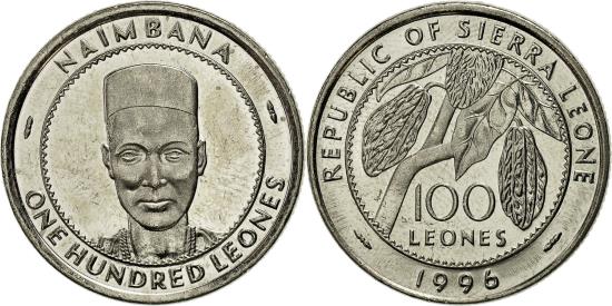 Sierra Leone, 100 Leones, 1996, , Nickel Bonded Steel, KM:46 | African Coins