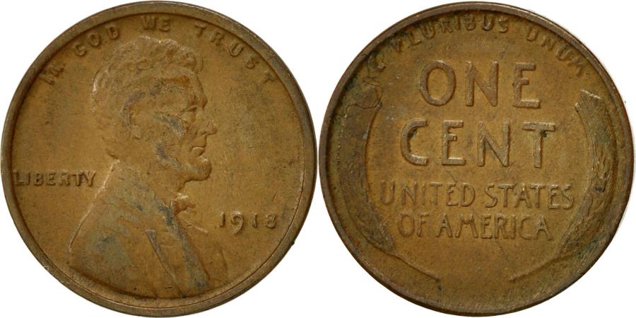 Coin, United States, Lincoln Cent, Cent, 1918, U.S. Mint, Philadelphia