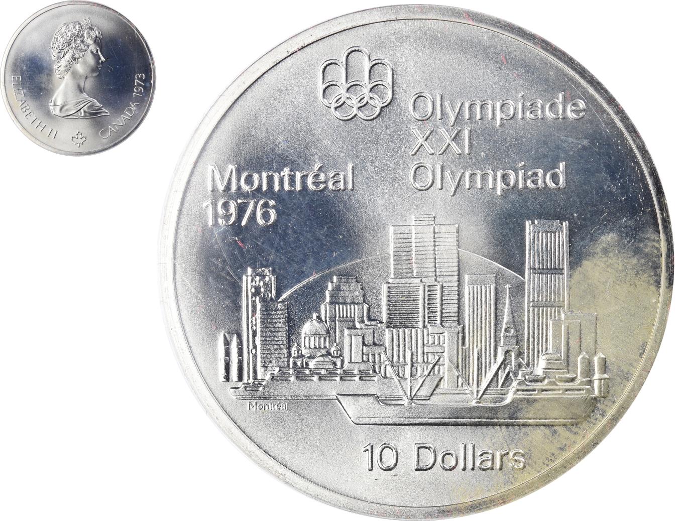 Coin, Canada, Elizabeth II, 1976 Olympics - Montreal Skyline, 10