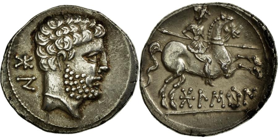 Coin, Spain, Bolskan, Denarius, 1st century BC, Osca, , Silver