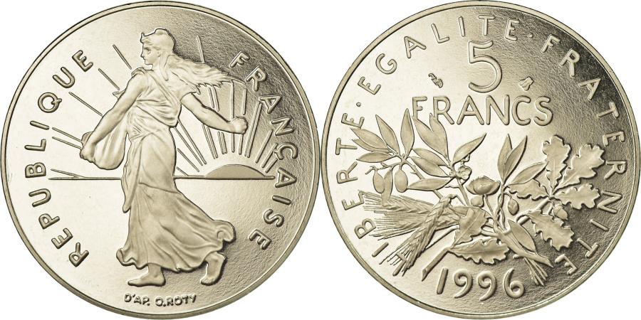 World Coins - Coin, France, Semeuse, 5 Francs, 1996, Paris, Proof, , Nickel Clad