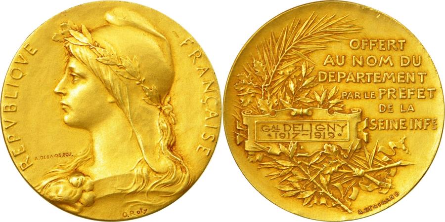 France Medal Marianne Republique Francaise O Roty Gold