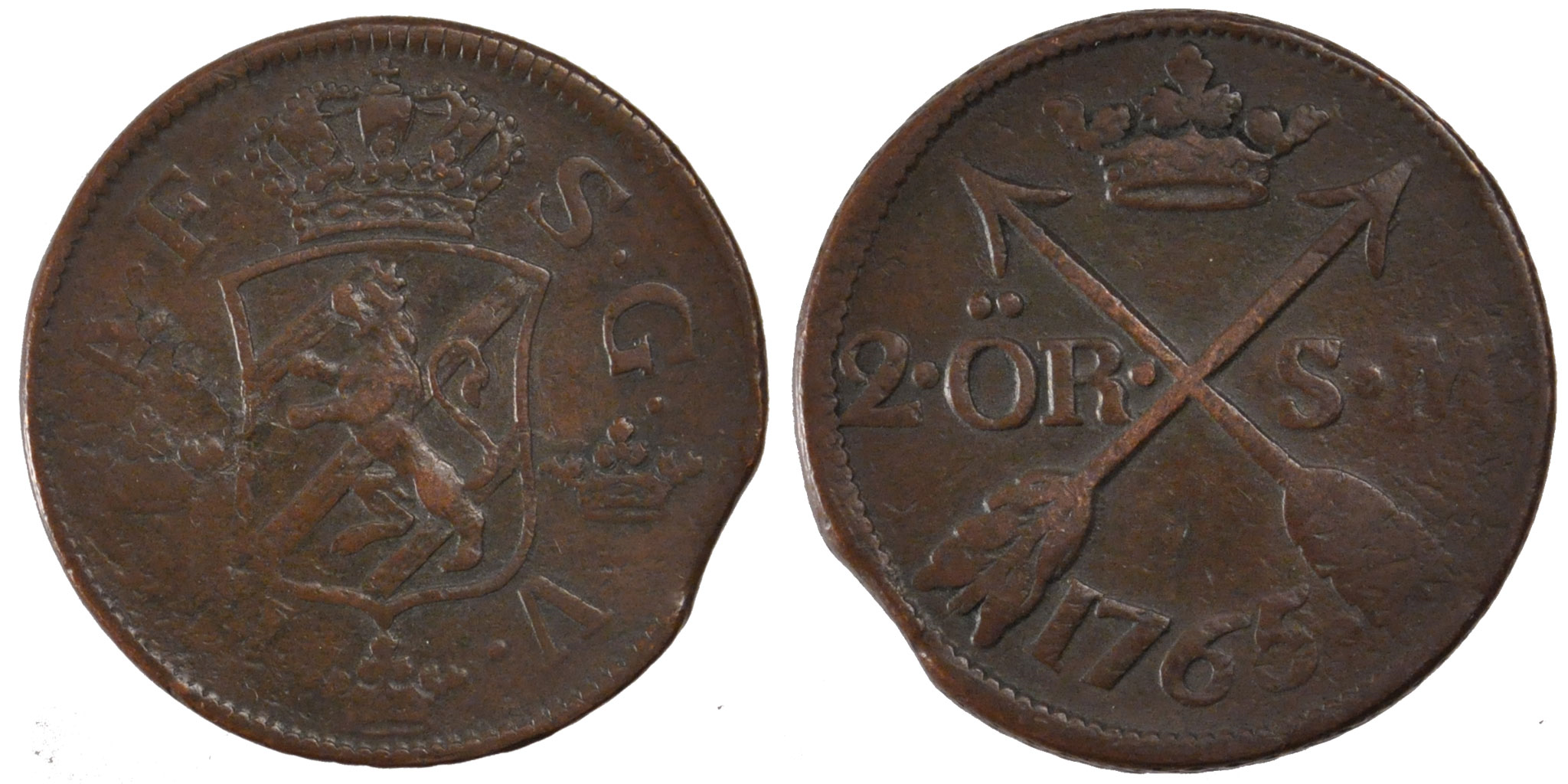 Coin, Sweden, Adolf Frederick, 2 Ore, S.M., 1765, , Copper, KM:461