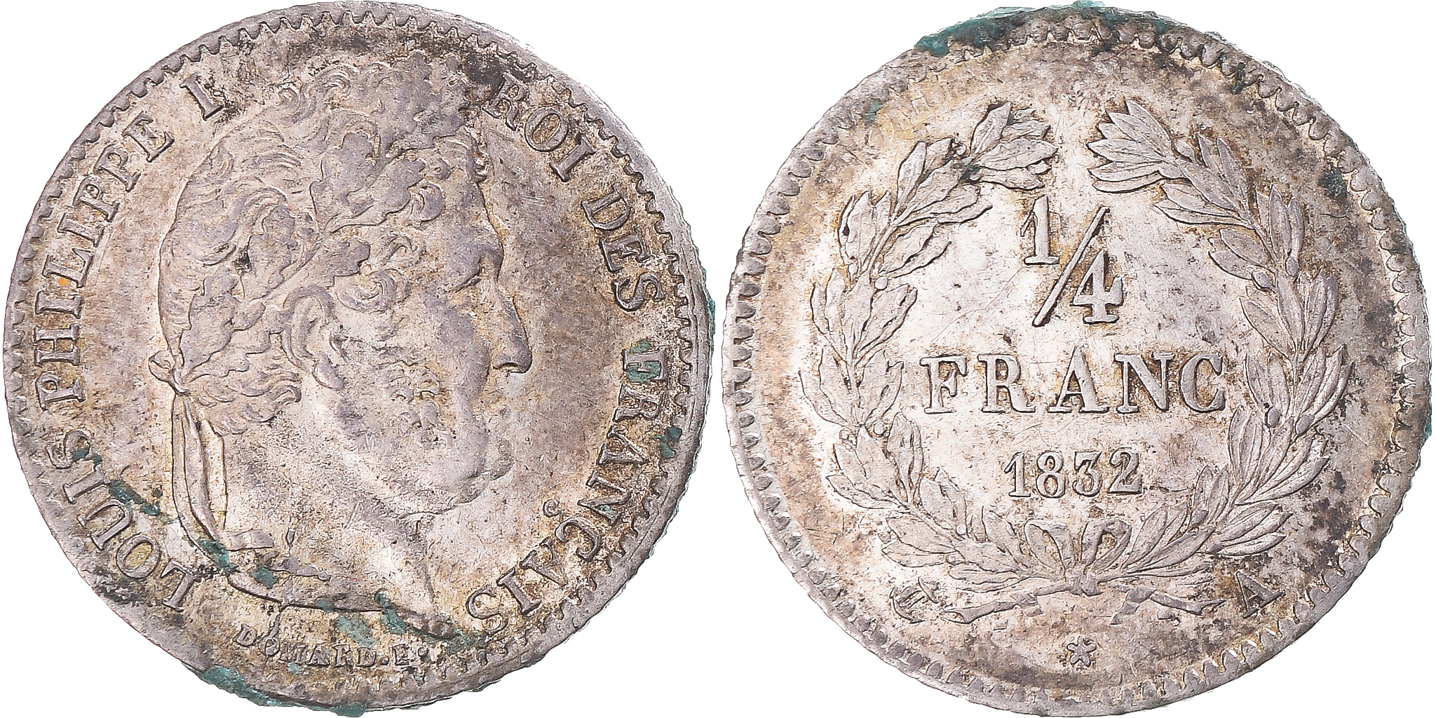 ※francページ Coin, France, Louis-Philippe I, 1/4 Franc, 1832/1, Paris, , Silver