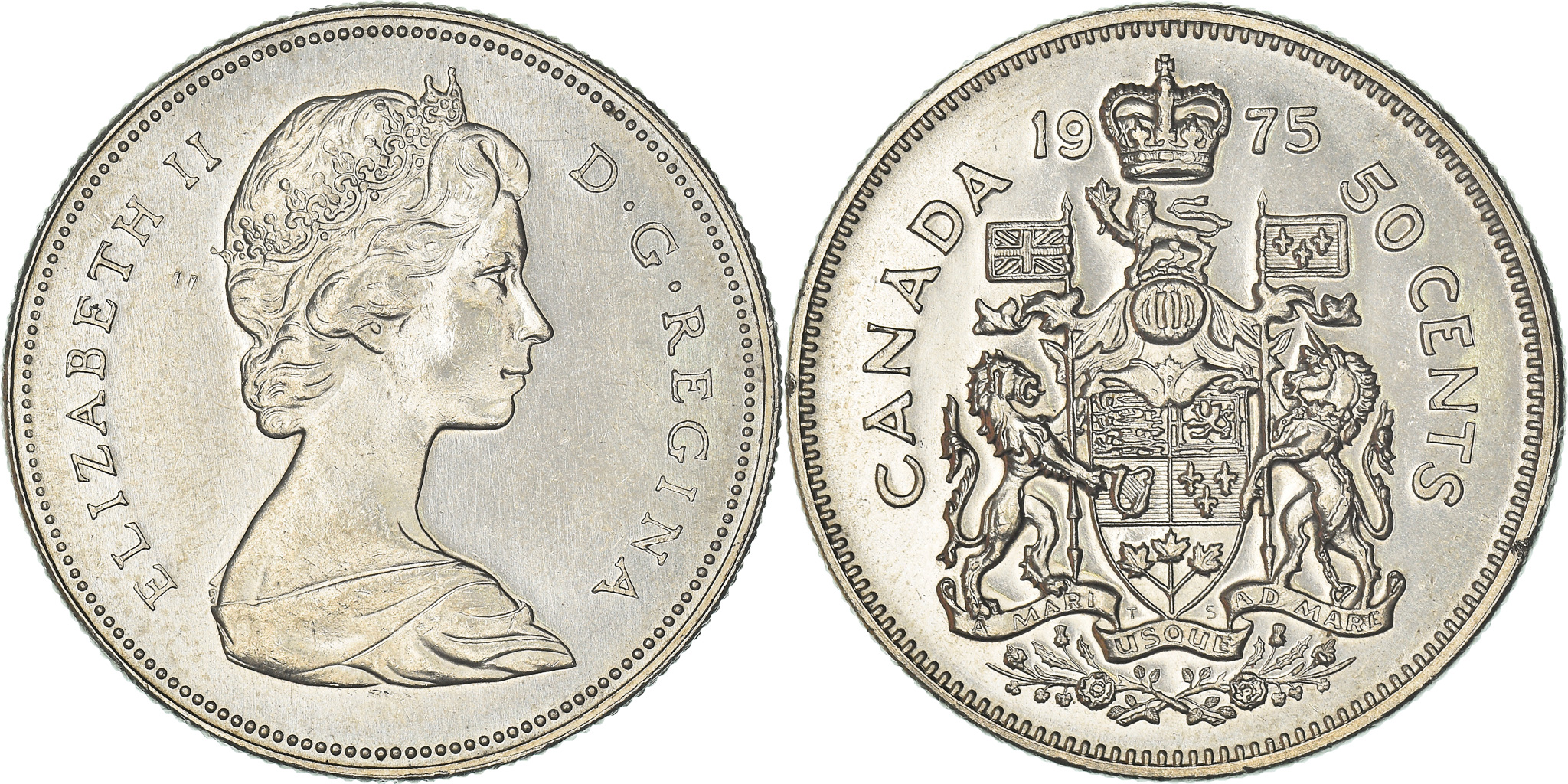 Coin, Canada, Elizabeth II, 50 Cents, 1975, Royal Canadian Mint