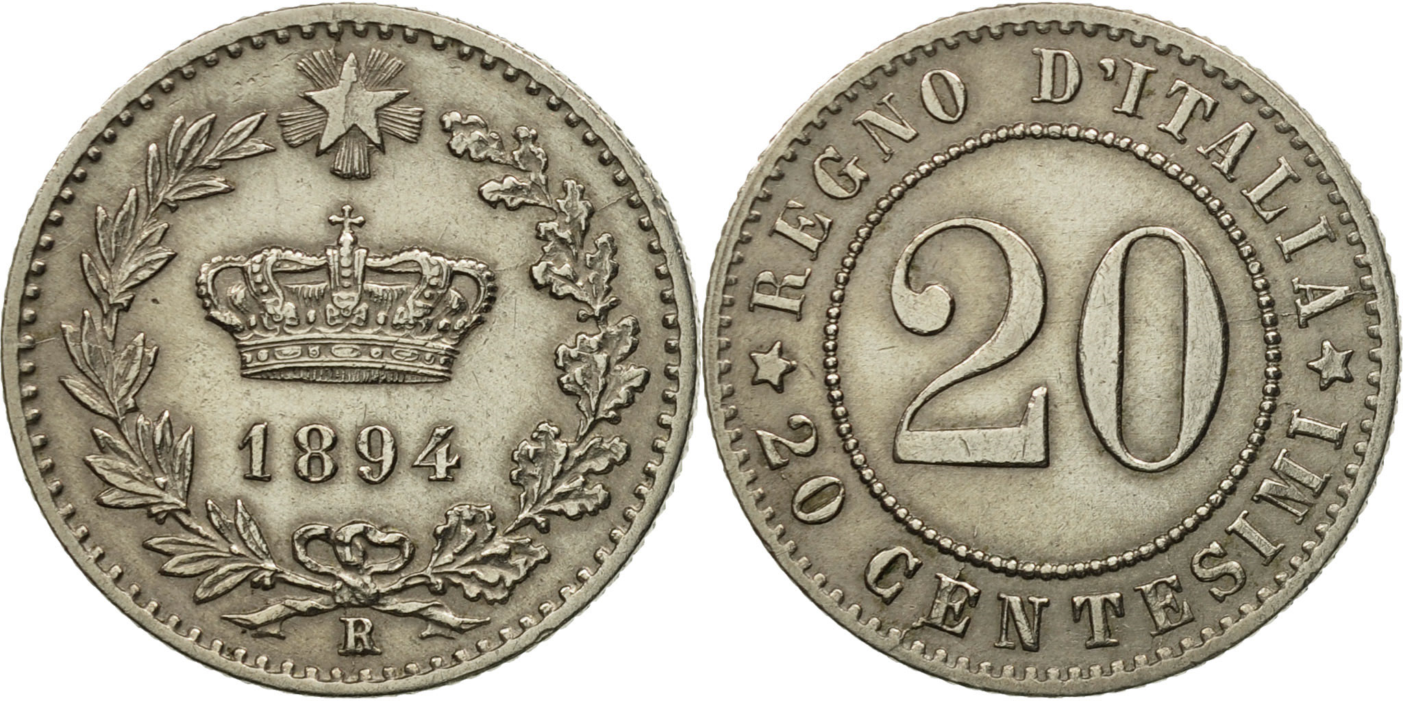 Coin, Italy, Umberto I, 20 Centesimi, 1894, Rome, , Copper-nickel