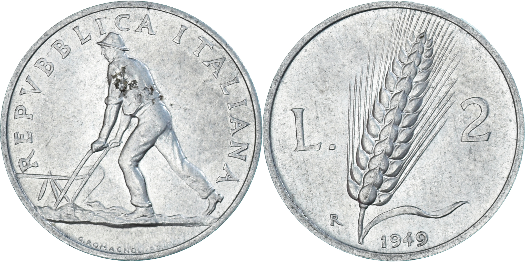 Coin, Italy, 2 Lire, 1949 | European Coins