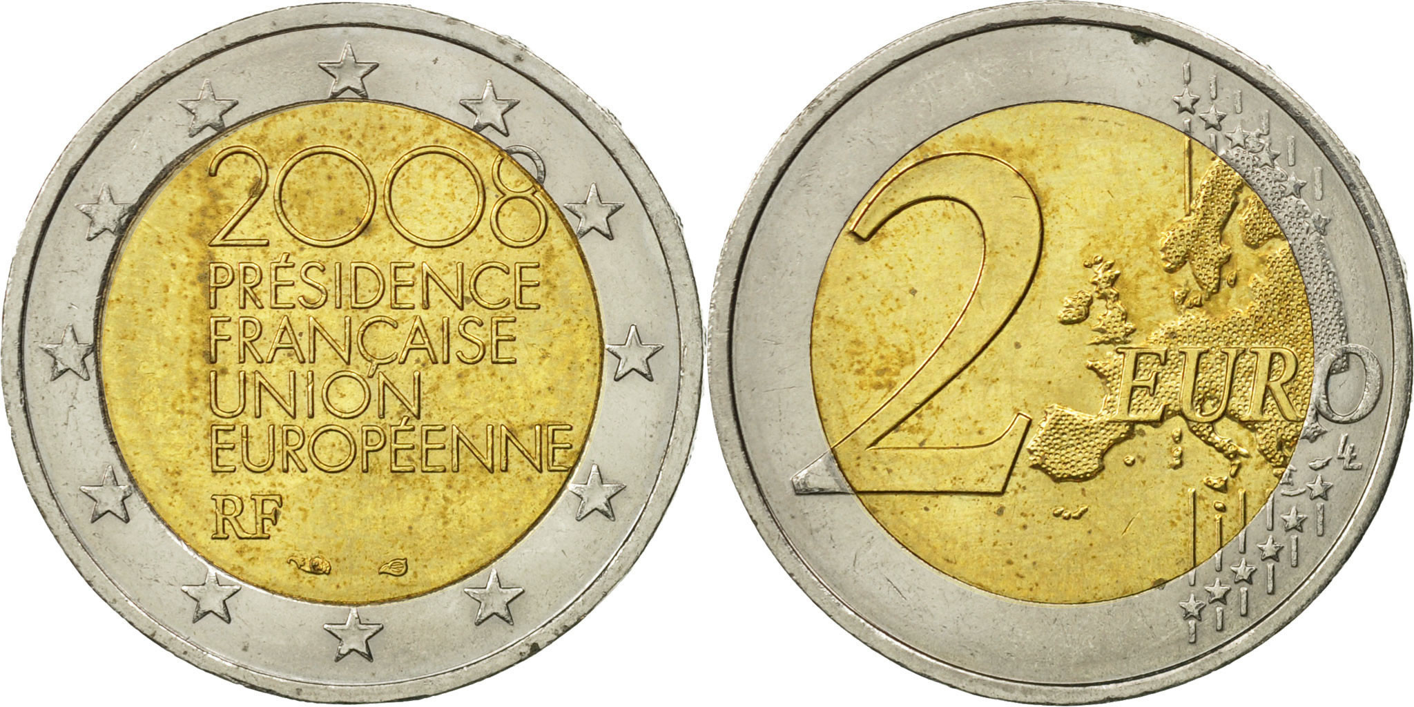 Piece 2 Euro 2008 Presidence Francaise Union Europeenne Valeur France, 2 Euro, Présidence Française Union Européenne, 2008,
