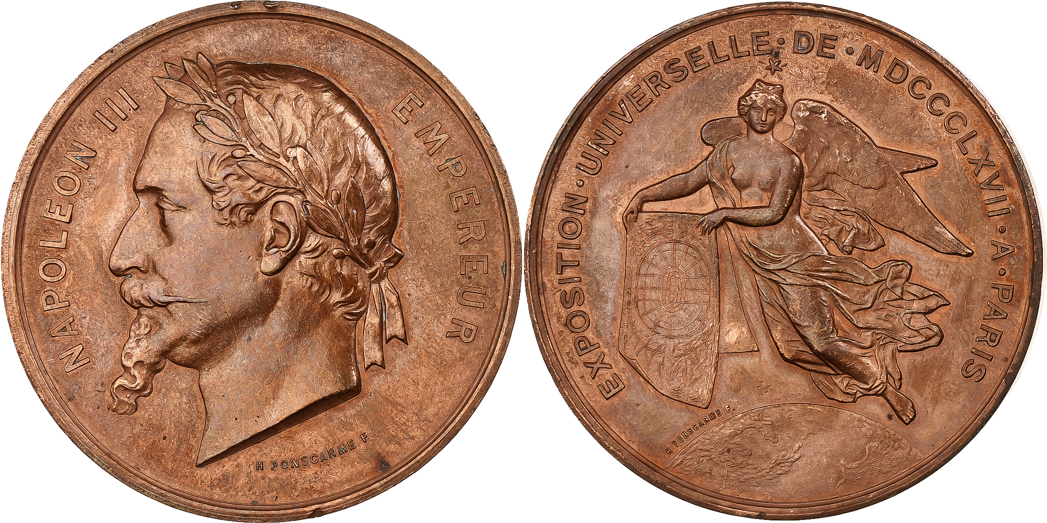 France, Medal, Napoléon III, Exposition Universelle de Paris, 1867