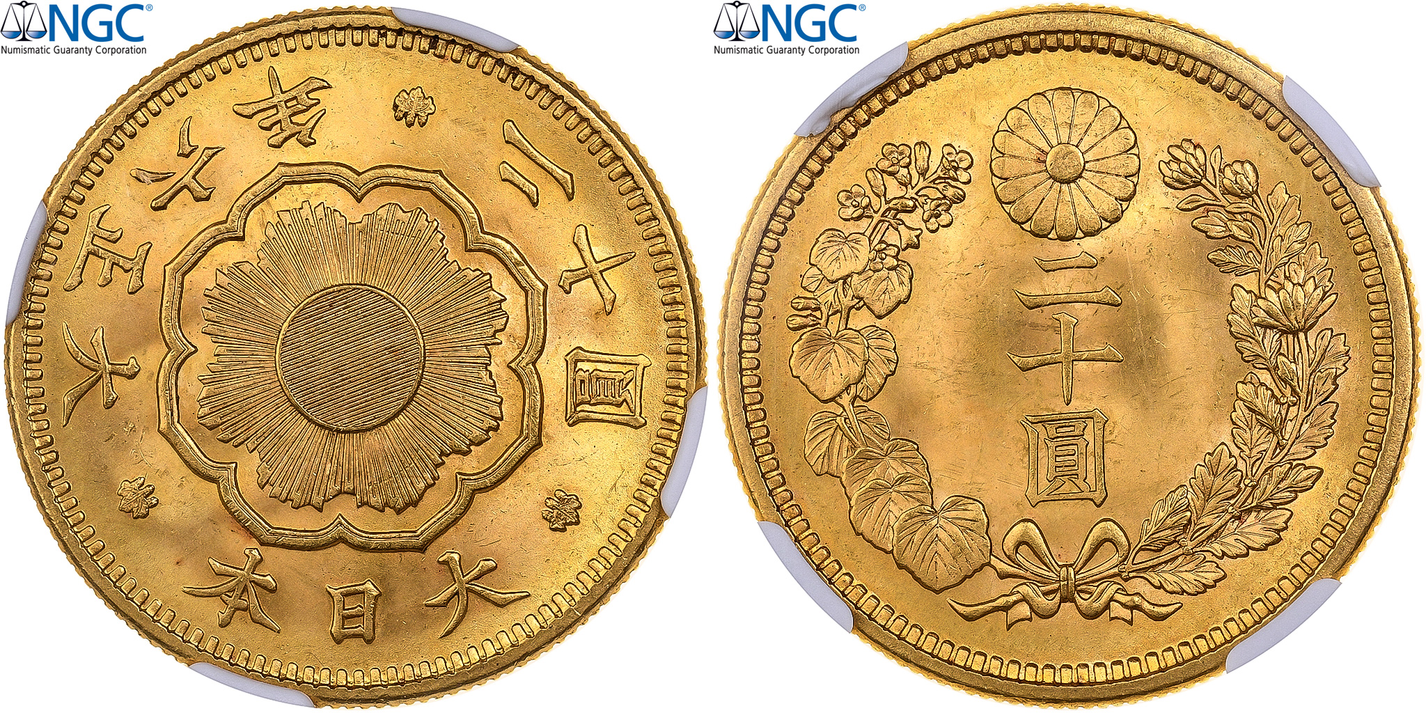 ニャンタ　　1/15 Japan, Taishō, 20 Yen, 1917, Osaka, Gold, NGC, , KM:40.2