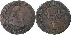 World Coins - France, Louis XIII, Double Tournois, 1626, Poitiers, Copper,