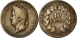 World Coins - Coin, FRENCH COLONIES, Louis - Philippe, 10 Centimes, 1839, Paris,
