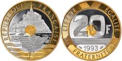 World Coins - Coin, France, 20 Francs, 1993, Paris, Proof, , Bimetallic, Gadoury:871a