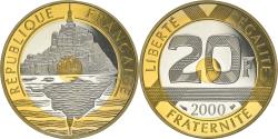 World Coins - Coin, France, Mont Saint Michel, 20 Francs, 2000, Paris, Proof,